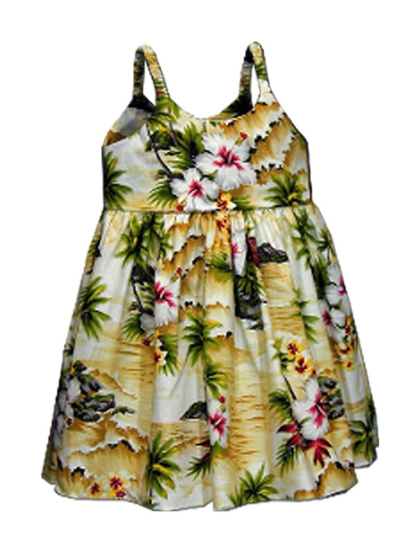 Hookipa Hibiscus Girls Flower Sundress Maize