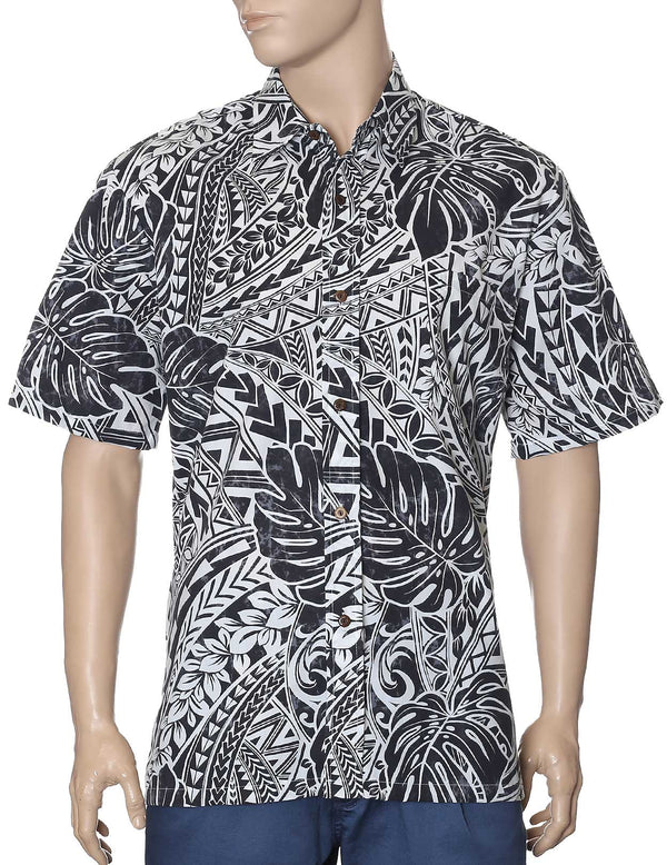 Tribal Shirt Design Button Up Malama Black