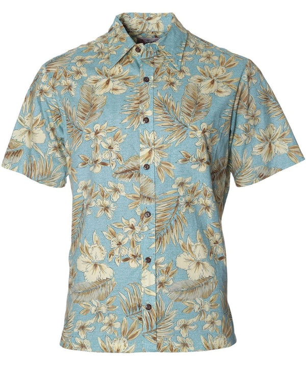 Island Botanical Aloha Shirt Turquoise