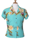 Island Ceres Women Hawaiian Rayon Blouse Green