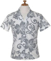 Island Garden Fitted Women's Hawaiian Shirt White