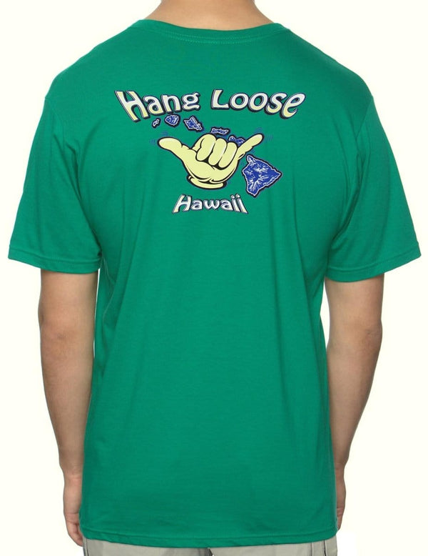Island Hang Loose T-Shirt Green Shaka Time Hawaii