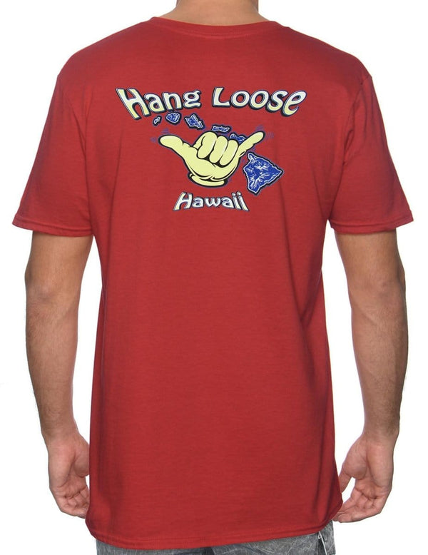 Island Hang Loose T-Shirt Red Shaka Time Hawaii