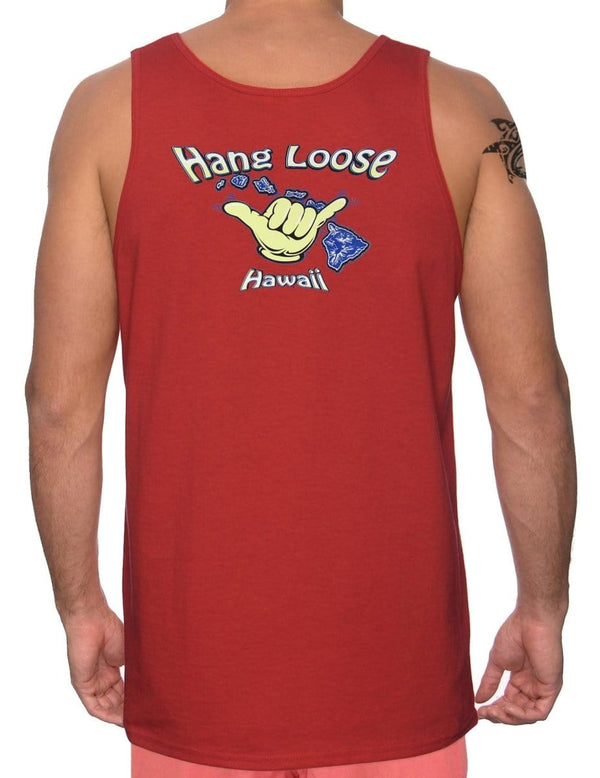 Island Hang Loose Tank Top Red Shaka Time Hawaii