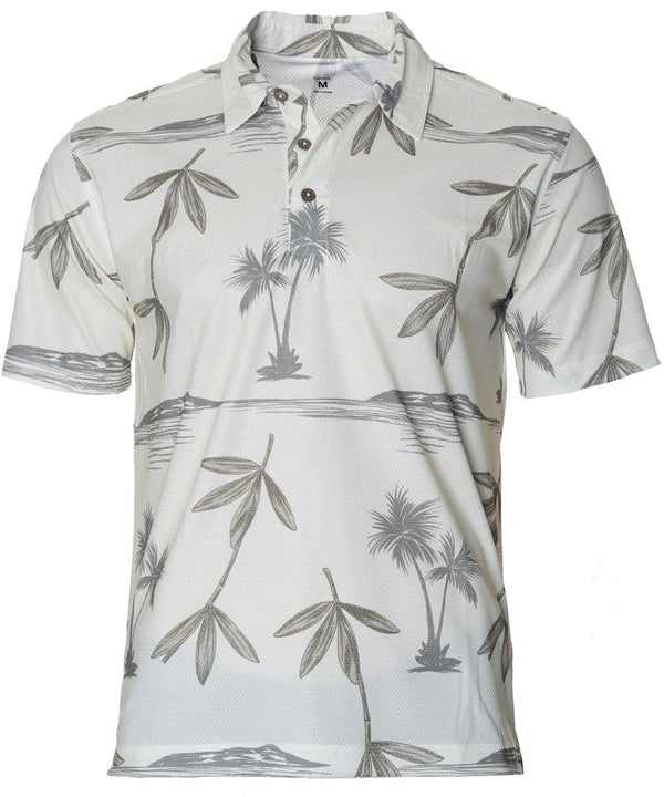 Island Palms Men's Polo Shirt Cream