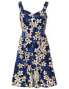Island Plumeria Mini Sundress with Elastic Back Blue