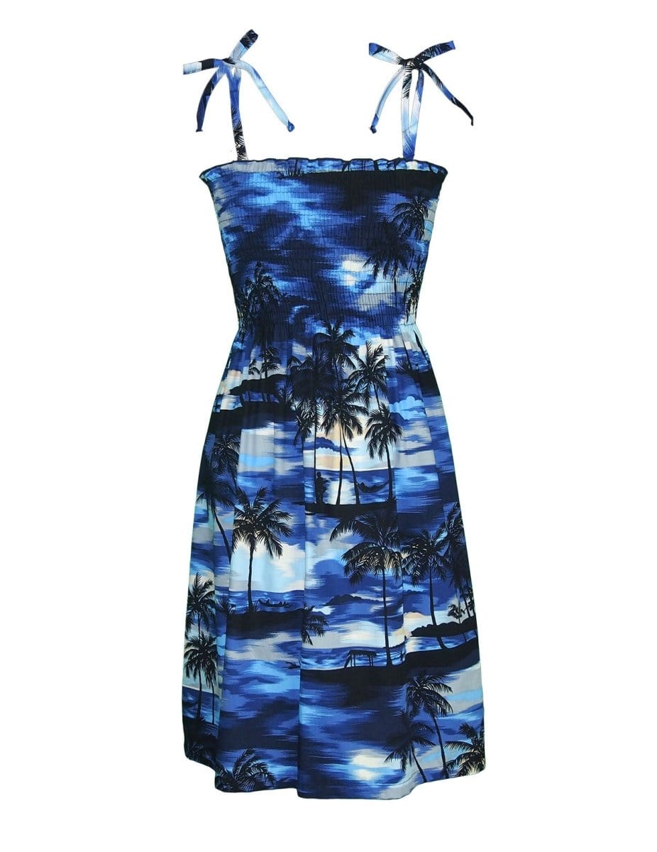 smock dress short Navy blue short smock dress in toile de jouy print