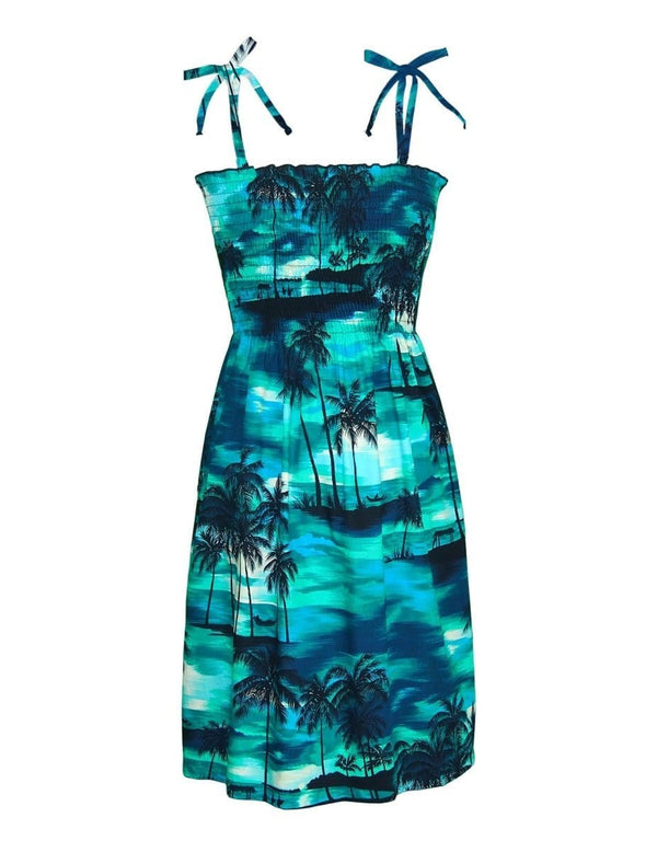 Island Sunset Short Smock Dress Turquoise RJC