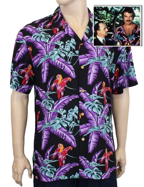 Jungle Bird Parrots Black Shirt Magnum PI