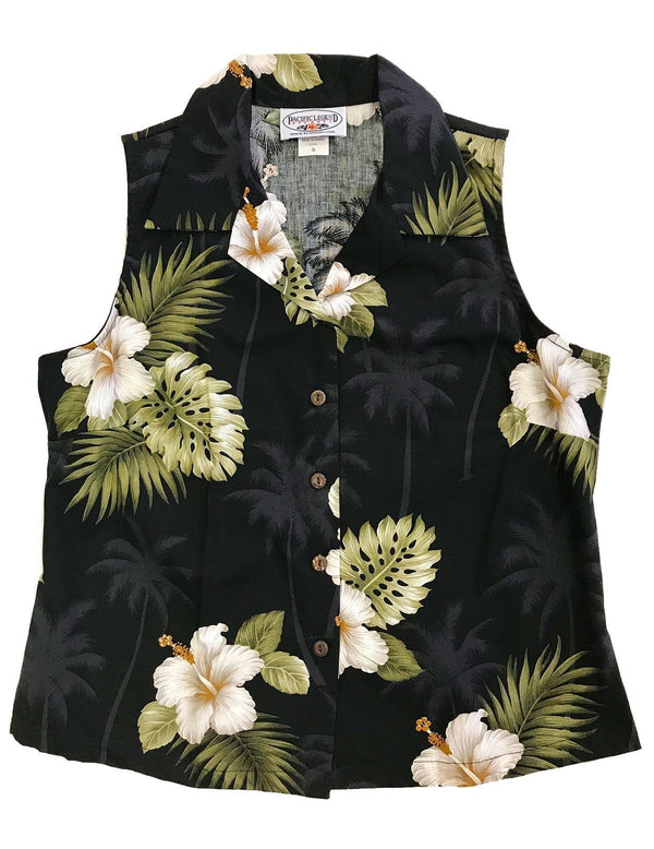 Ka Pua Floral Sleeveless Blouse Black