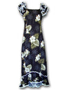 Ka Pua Long Muumuu Hawaiian Dress Black Black Pacific Legends