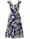 Sundress with Smock Back Island Plumeria Blue
