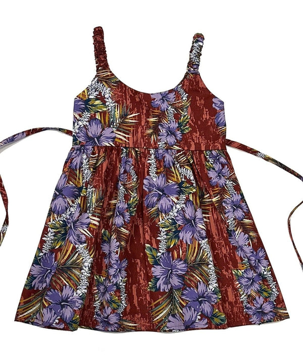 Kaimana Hawaiian Sundress for Girls Maroon