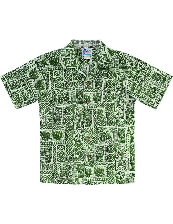Kalaka Tribal Tapa Boys Shirt Green RJC