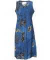 Retro Oasis Palms Midi Hawaiian Dress Cool Water