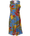Retro Pineapples Midi Hawaiian Dress Ocean Blue
