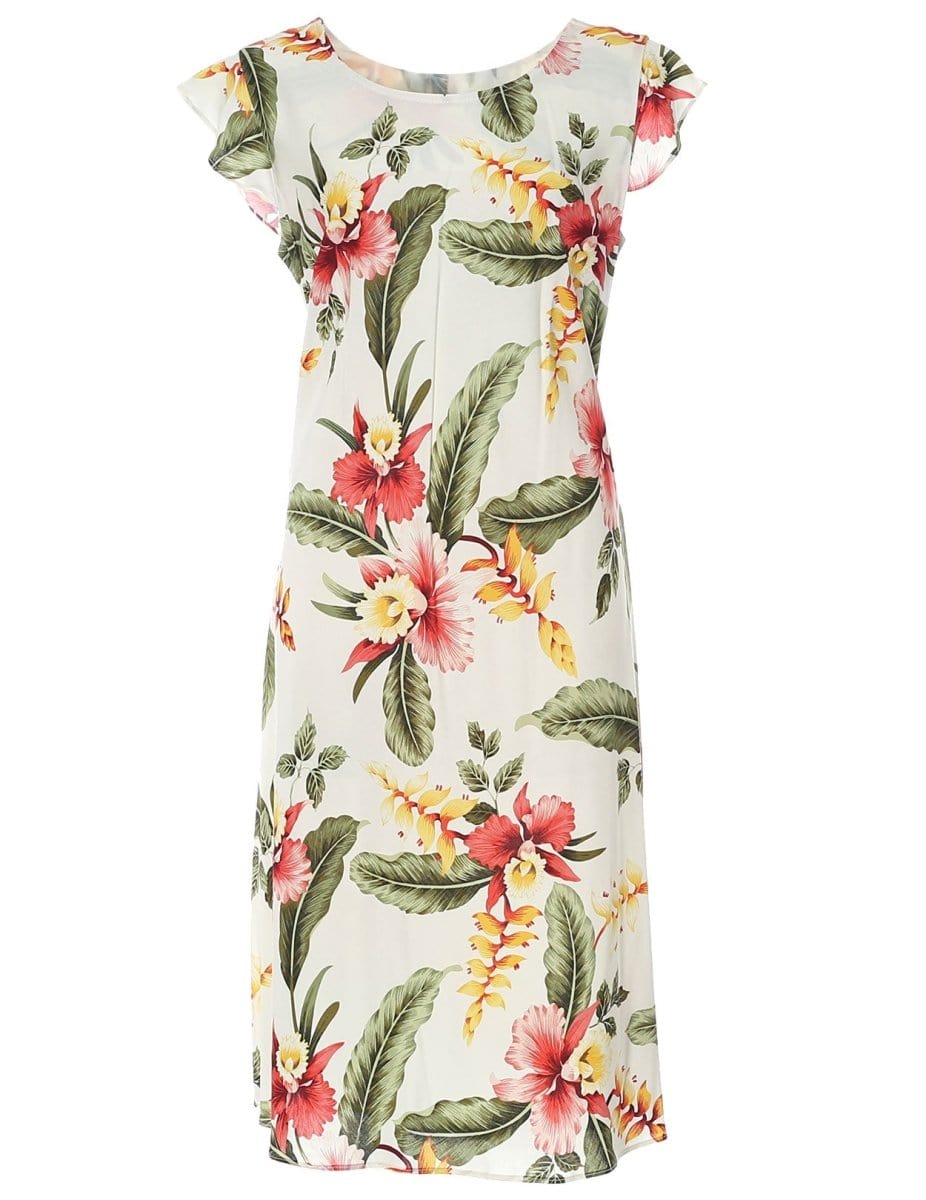 knee length hawaiian dress AXXD Hawaiian Dresses For Women Below the Knee Ruffle Irregular Sleeveless Sundress For Ladies&Girl Tight Fitting Round-Neck Soft Casual Valentine Dress For Women