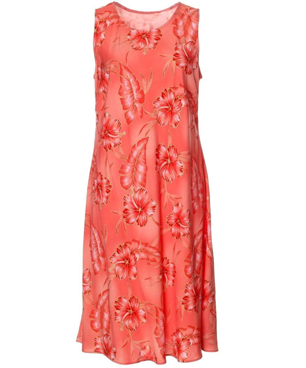 Knee Length Short Hawaiian Dress Kailua Coral
