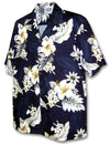 Lanai Hibiscus Hawaiian Shirt Navy