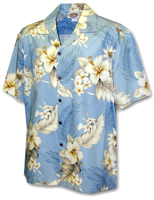 Lanai Hibiscus Hawaiian Shirt Light Blue