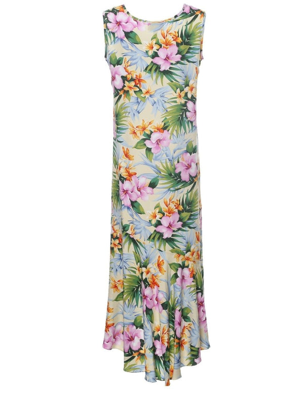 Liliha Tea Length Sleeveless Hawaiian Dress
