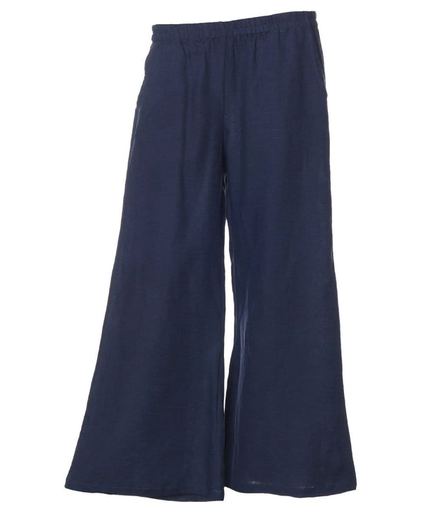 Linen Palazzo Pants Wide Leg Pants Beach Play Navy