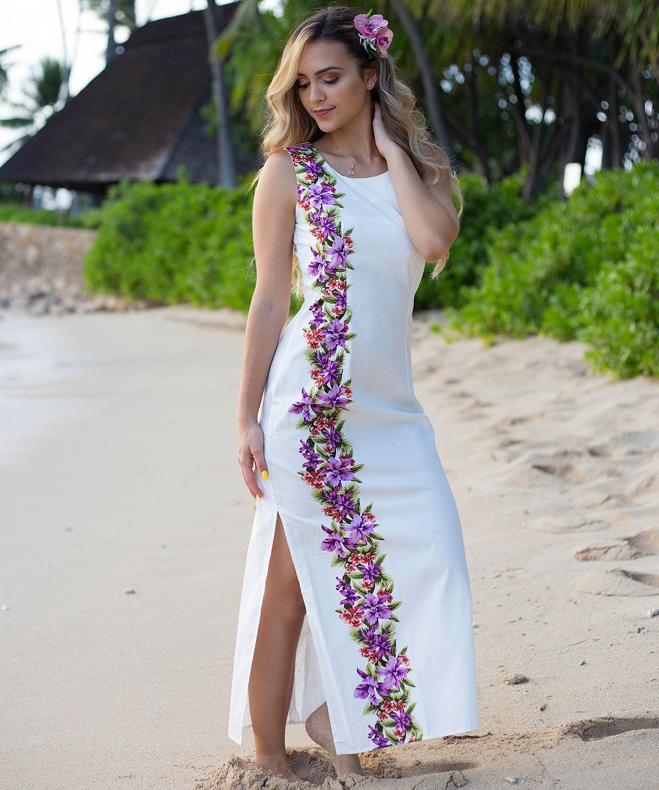 White hawaiian dress hotsell