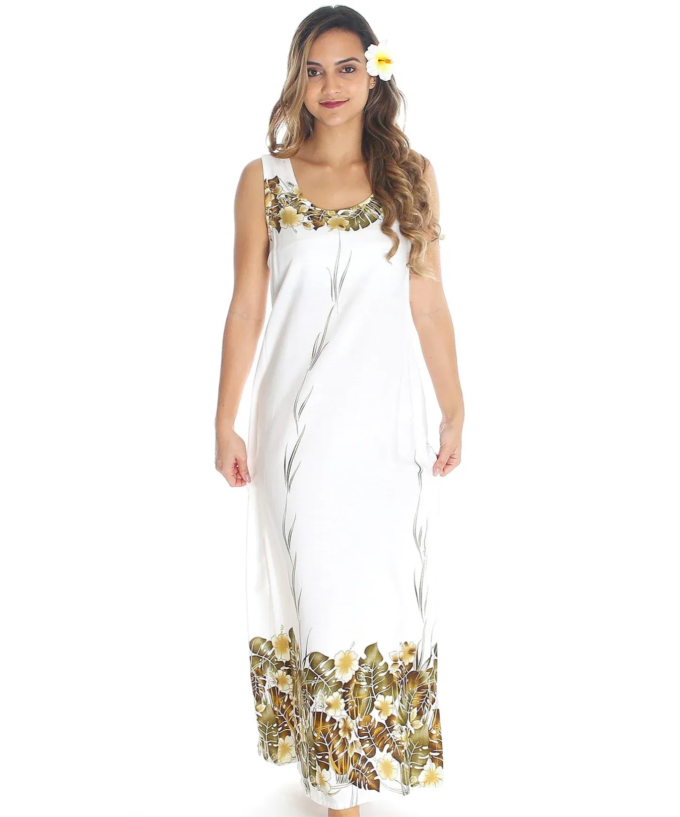 Long Hawaiian Dress KOKEA White / XL Long Hawaiian Dress KOKEA White / XL