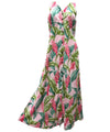 Long Maxi Cocktail Hawaiian Dress Red Ginger Pink