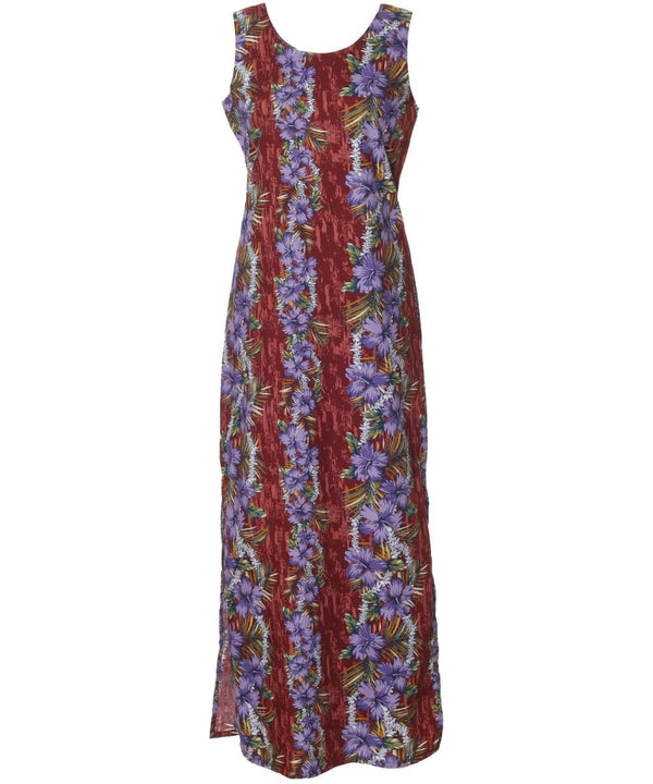 Long Maxi Cocktail Hawaiian Dress Kaimana Maroon