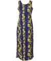 Long Maxi Cocktail Hawaiian Dress Kaimana Navy