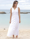 White Long Maxi Hawaiian Dress Bamboo White