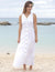 White Long Maxi Hawaiian Dress Bamboo White