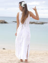 White Long Maxi Hawaiian Dress Bamboo