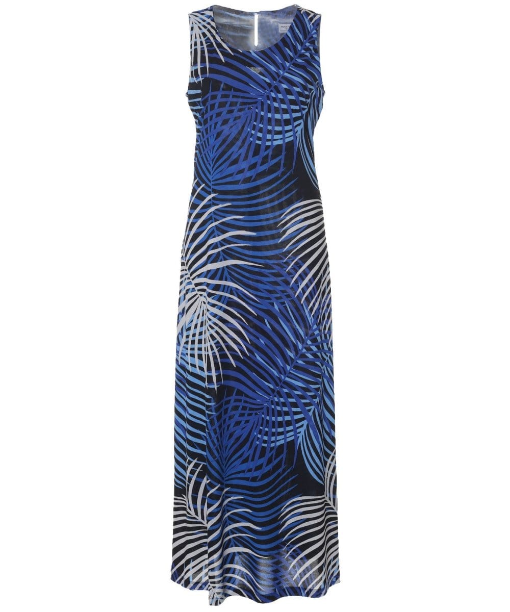 Long Maxi Knit Hawaiian Dress Beach Palms Black / L Long Maxi Knit Hawaiian Dress Beach Palms Black / L