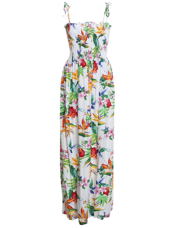 Maxi Long Smock Hawaiian Dress Passion Paradise White Fits XS to XL (2-16) Two Palms