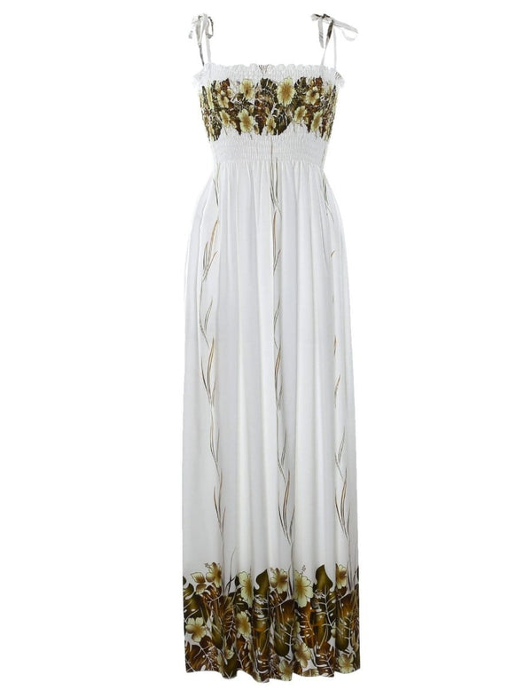 Long Maxi Smock Dress Kokea White One size