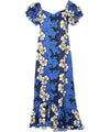 Long Muumuu Dress Royal Hibiscus with Sleeves Royal