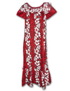Long Hawaiian Muumuu Tropical Hibiscus Red