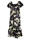 Orchids Makani Muumuu Hawaiian Dress Black