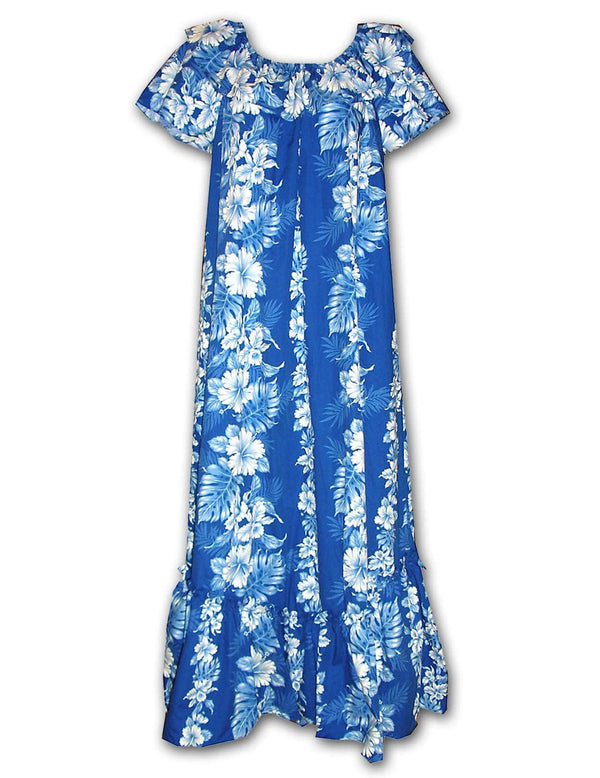 Long Muumuu Hawaiian Dress Haku Laape Royal
