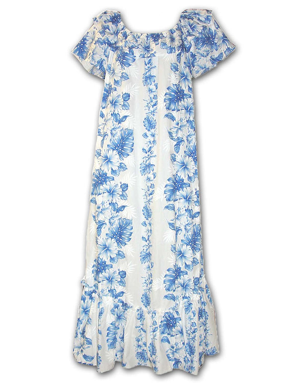 Long Muumuu Hawaiian Dress Haku Laape White