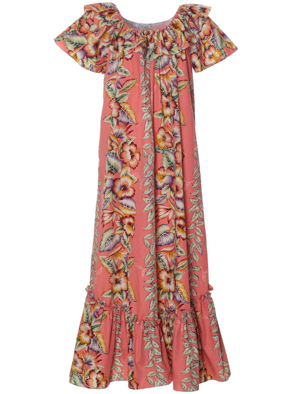 Long Muumuu Dress Relaxed Fit Paia Coral