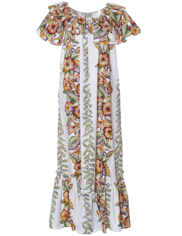 Long Muumuu Dress Relaxed Fit Paia White