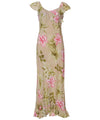 Long Ruffled Muumuu Dress Orchid Beauty Beige