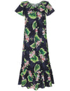 Long Muumuu Dress Relaxed Fit Orchids Kekala Black