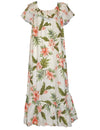 Long Muumuu Hawaiian Dress Kahua Plumeria Coral
