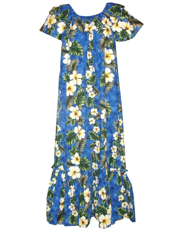 Long Muumuu Hawaiian Dress Kalea Blue