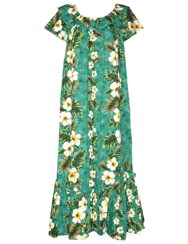 Long Muumuu Hawaiian Dress Kalea Green