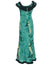 Long Ruffled Muumuu Dress Ilima Flower Lei Green